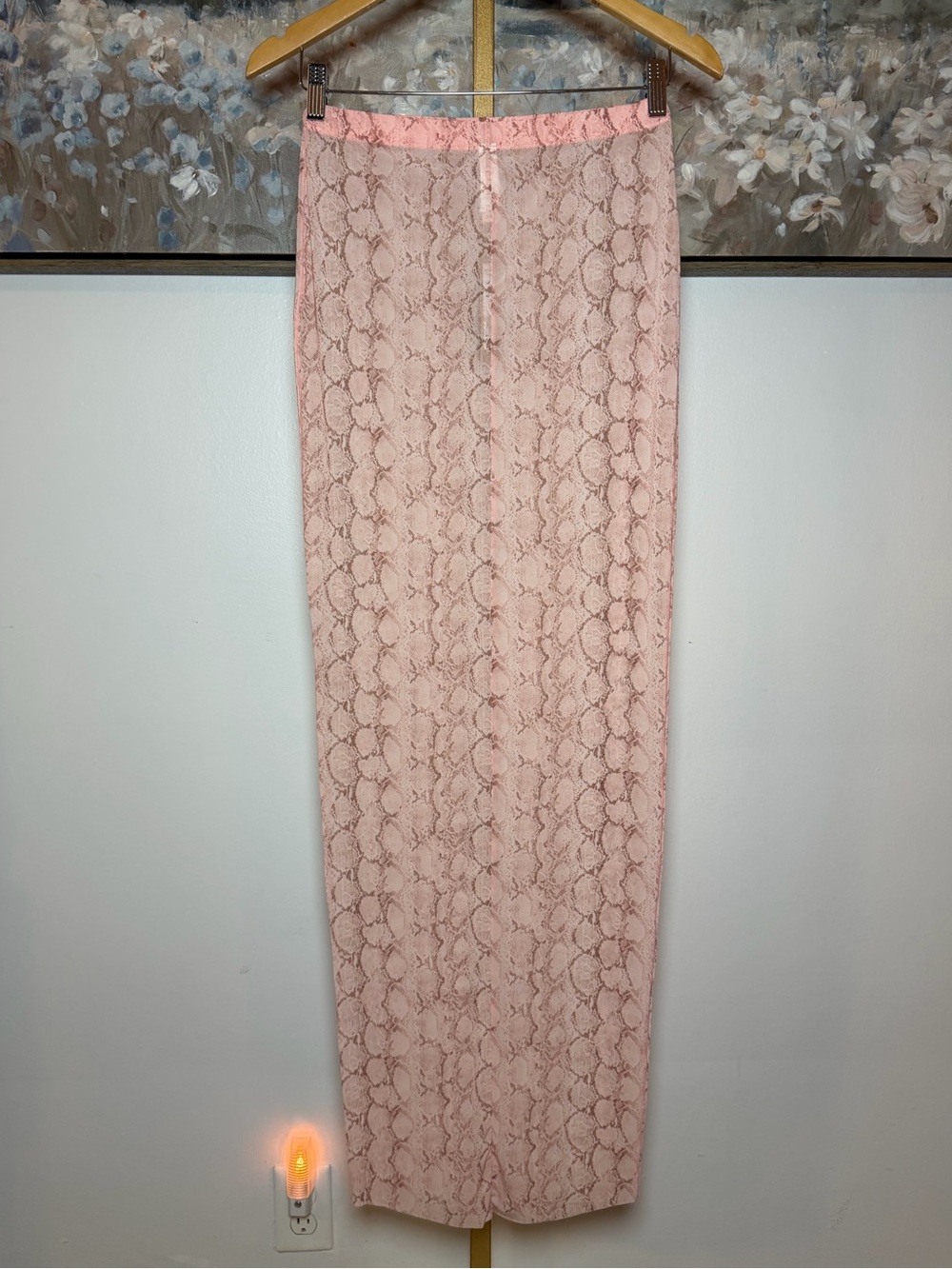 Skims Milky Sheer Long Skirt in Rose Pastel Snakeprint Size XS NWT - Picture 4 of 6